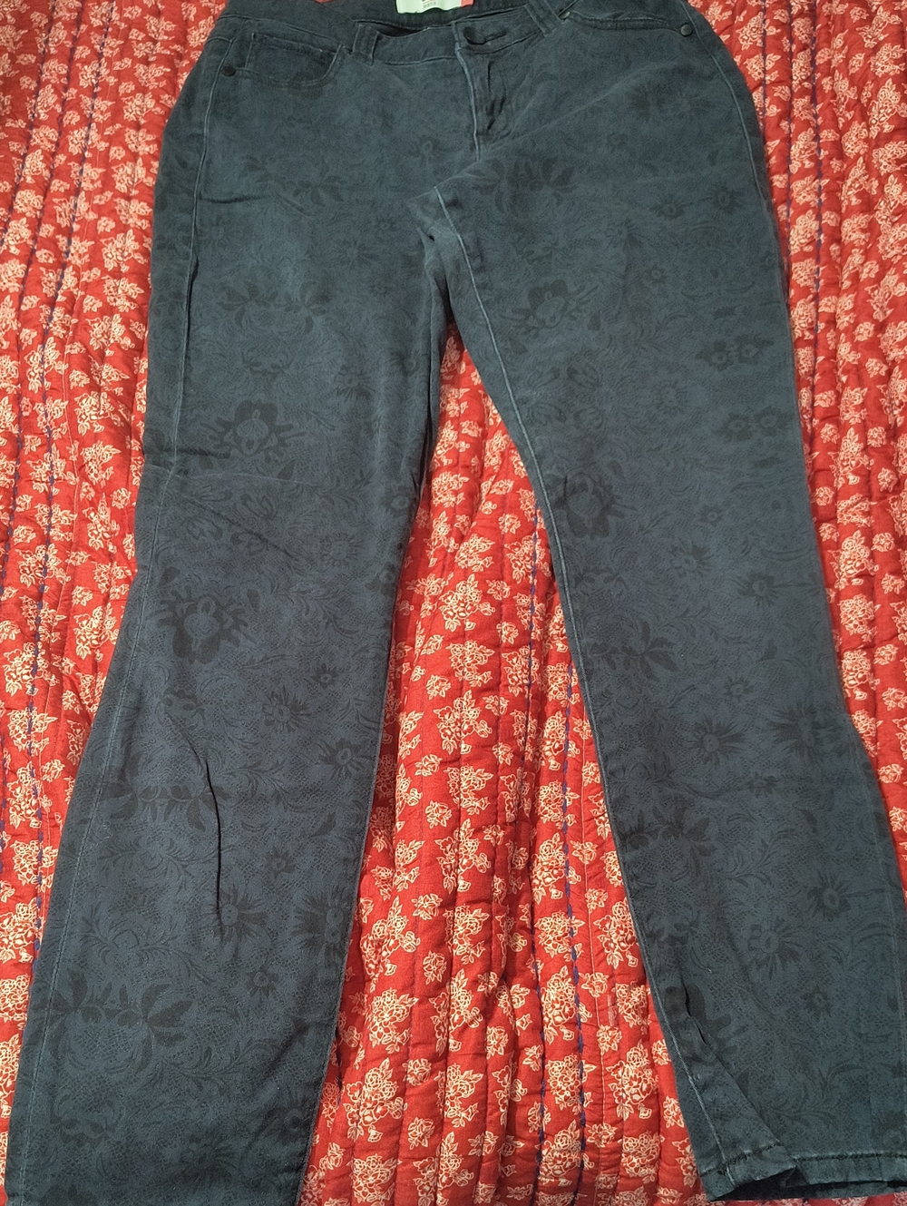CABI Curvy Skinny Dark Floral-Print Jeans